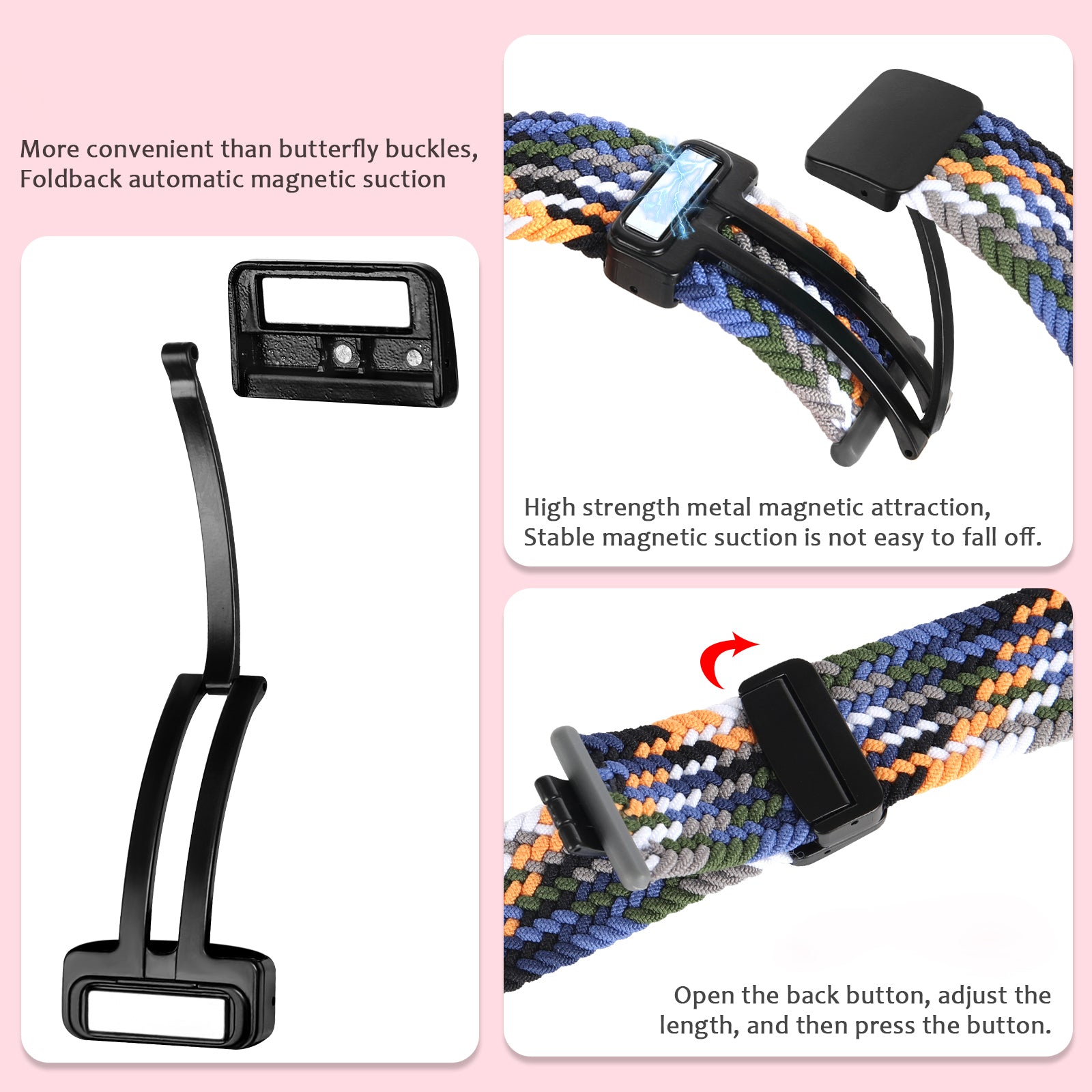Nylon Watch Bands for Garmin vivomove Trend Style Luxe 20mm Folding Buckle Adjustable Braided Strap Nylon Watch Bands for Garmin vivomove Trend Style Luxe 20mm Folding Buckle Adjustable Braided Strap